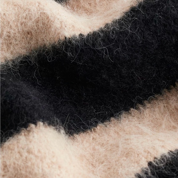 Striped Black and Tan Women's oversized Sweater - Picture 2 of 6